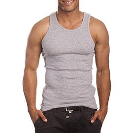 Men's A-Shirt Muscle Tank Top Gym Work Out Super Thick 3 PACK (2X-Large, Light Grey)