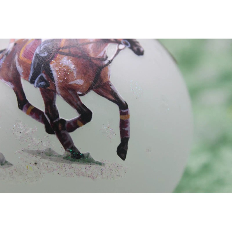H068 Hand-made Christmas Ornament horse polo pony maroon orange VT