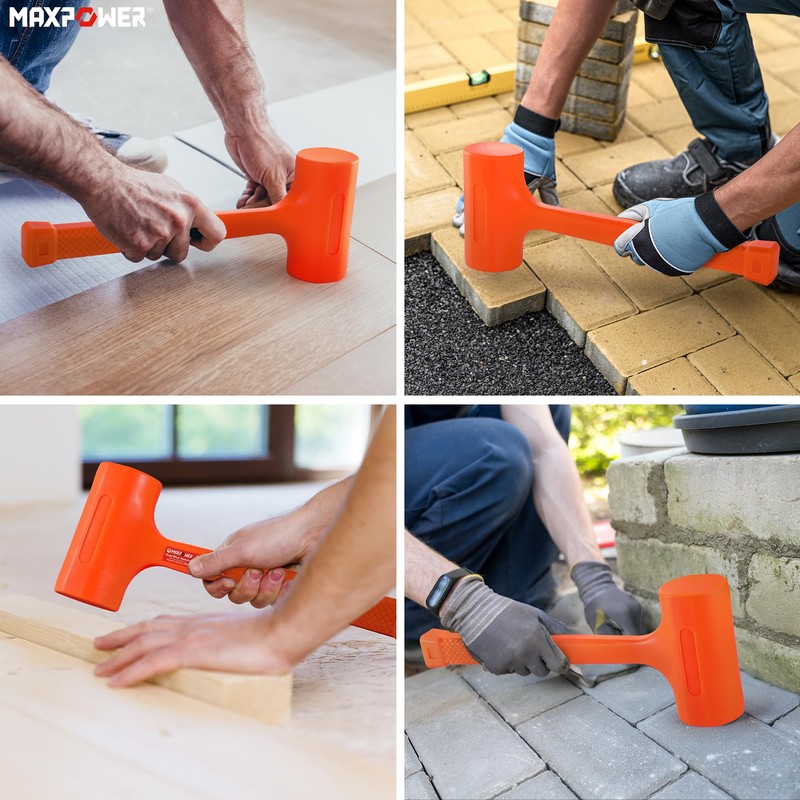 MAXPOWER Dead Blow Hammer, 4LB Dead Blow Mallet with Checkered
