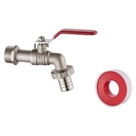 Ibergrif M22202 Garden Tap with Connector, G3/4 Inch Inlet and G1/2 Inch Outlet Outdoor Taps, Antifreeze -10 ℃, High Temperature Resistance 120 ℃ Single Tap Ball Valve Outside Faucet, Brass