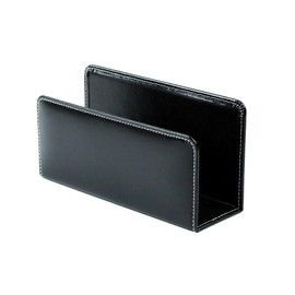 DELMON VARONE - Letter Stand Made of Cambridge Top Grain Leather, Black, Document Stand for Storing Letters, Documents and Brochures, Organiser for Desk and Office with Metal Insert