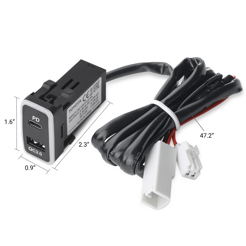 Universal Car Charger Type-C PD & QC3.0 Dual USB Port