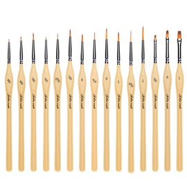 Miniature Paint Brushes Detail Paint Brush Set 15 Paint Brushes Set Micro Miniature Painting Brushes Kit with Ergonomic Handle Fine Detailing for Acrylics Oils Watercolors Nylon Hair Beige