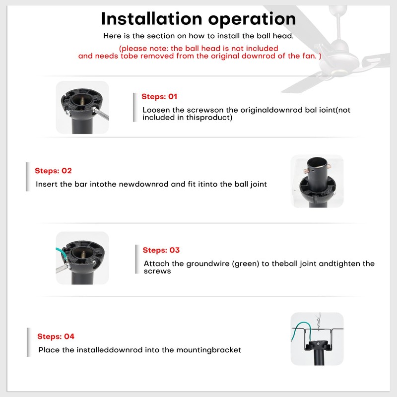 16 Inch Ceiling Fan Downrod with Extension Cord, 1 .3