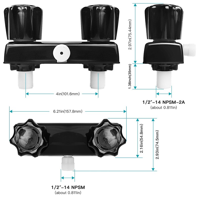 EXCELFU RV Shower Faucet, 4" Camper Shower Faucet Valve Diverter