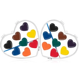 ARTLYMERS 8 Colors Heart Watercolor Paint Set, 2 Pack Washable Valentines Water Color Paint Sets for Kids with Paintbrush Art Supplies Party Favors for Preschool Classroom School Prizes Exchange