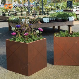 Garden Metal Corten Steel Square Custom Modern Plantercolor: Pre-rusted, Size: 508