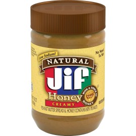 Jif Natural Creamy Peanut Butter Spread with Honey 16oz - 80% Peanuts