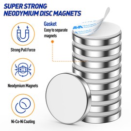 Grtard 20Pcs Neodymium Round Magnets, Powerful Permanent Rare Earth Magnets Round Magnets with Double-Sided Adhesive for Home, School, DIY, Fridge, Craft, Office- 0.78”D x 0.12”H