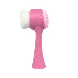 Lindo - Eco Clean - cepillo para polvo facial 2 en 1, cepillo para polvo exfoliante manual de doble cara, mango hecho de fibras vegetales...