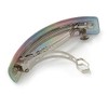 'Rainbow' Glitter Acrylic Square Barrette/Hair Clip In Silver Tone -