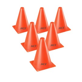 HCE 23cm Soccer Cones - 9" Football Training Cones - Sports Games Cones Pack of 6 Professional Durable High Visibility Agility Cones High-Quality Orange Vinyl Cone Markers for Kids and Adults