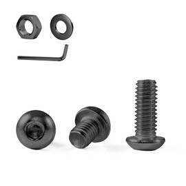 GOHODOMINO M8×16mm Button Head Socket Cap Bolts Screws, Nuts, Flat Washers, 20Pcs, 304 Stainless Steel 18-8, Fully Threaded, Black Oxide, with Hex Spanner
