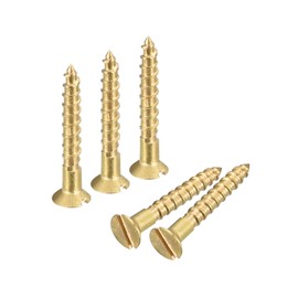 uxcell Brass Wood Screws, 40Pcs M1.6 x 12mm Slotted Drive Flat Head Self Tapping Screw Countersunk for Woodworking Furniture