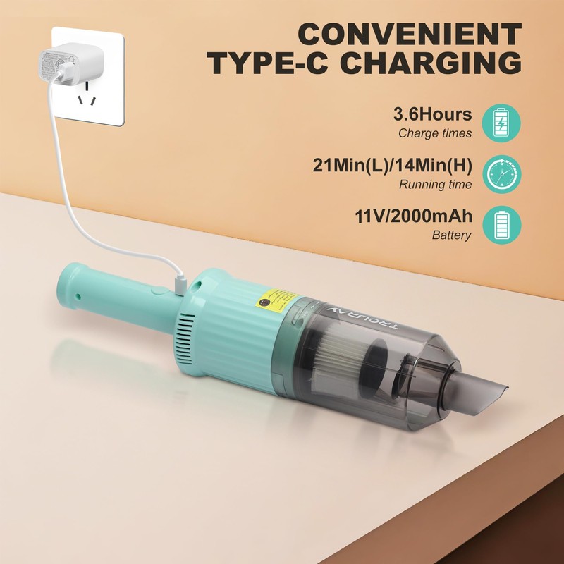 TROURAY 6-in-1 Rechargeable Household Stick Vacuum Cleaner, Convertible to Handheld,