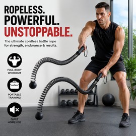 Cordless Battle Rope Training System for Men & Women – Adjustable Resistance Full Body HIIT Workout Equipment for Home Gym Fitness