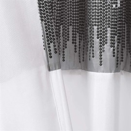 Lush Decor - Panel de Cortina para Ventana de Cielo Nocturno, Individual, 42 Pulgadas de Ancho x 84 Pulgadas de Largo, Blanco y Negro - Cortinas de Lentejuelas, diseño Brillante y Bloque de Color,