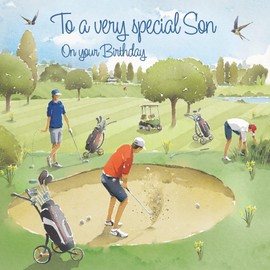 Hunts England - Son Golfing Birthday Card - Golf Birthday - Milo's Gallery - Fun Card - Golfers Birthday Card For Son - Son Birthday Card - For Boys Or Men - Funny Card
