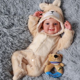BABESIDE Lifelike Reborn Baby Dolls Boy – 20 Inch Bear Outfit Realistic Baby Doll Poseable Soft Body Real Life Baby Dolls with Accessories for 3+ Year Old Girls Gifts, Pretend Play, Collection