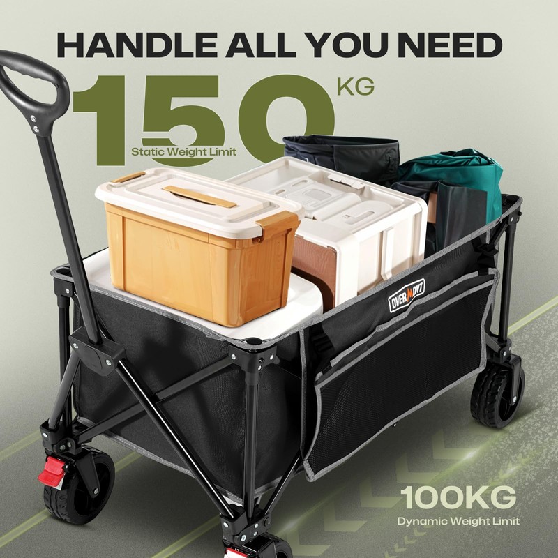 Overmont Collapsible Wagon Cart with Wheels - 220L Foldable Heavy