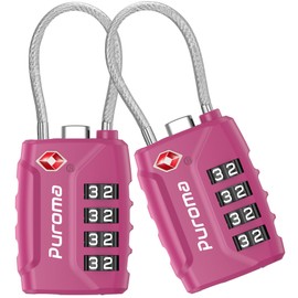 Puroma 2 Pack TSA Approved Luggage Locks, 4 Digit Combination Travel Locks Resettable Code Lock with Zinc Alloy Body for Suitcase, Toolbox, Backpack, Bag, Gym Locker (Basic Pink Dark)