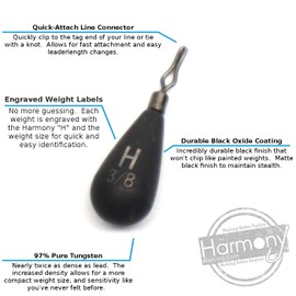 Harmony Fishing - Tungsten Teardrop DropShot/PowerShot Weights (3/4oz (4 Pack))