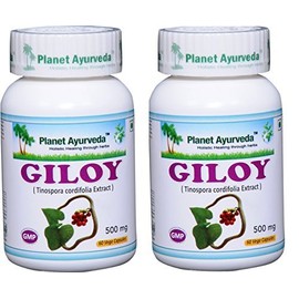 Planet Ayurveda Giloy, 500 Mg Veg Capsules, 2 Bottles (60 Capsules Each)