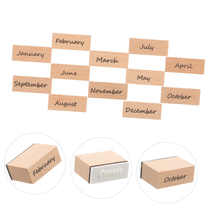 VILLFUL 2 Sets DIY Wooden Rubber Stamps for Scrapbooking Monthly