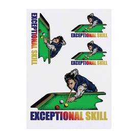 4 x 'The Billiard King' Temporary Tattoos - Water Resistant, Skin-Safe, Non-Toxic Transfers, Mixed Sizes (TO00071164)