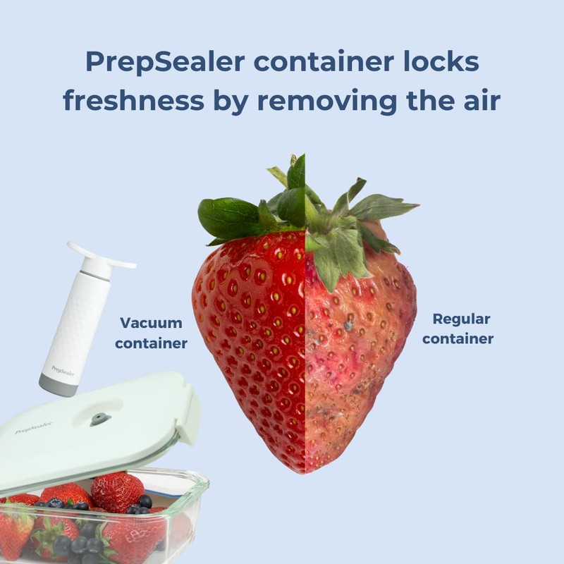 PrepSealer Everyday keep food fresh, Meal Prep, Marinade, Borosilicate Glass