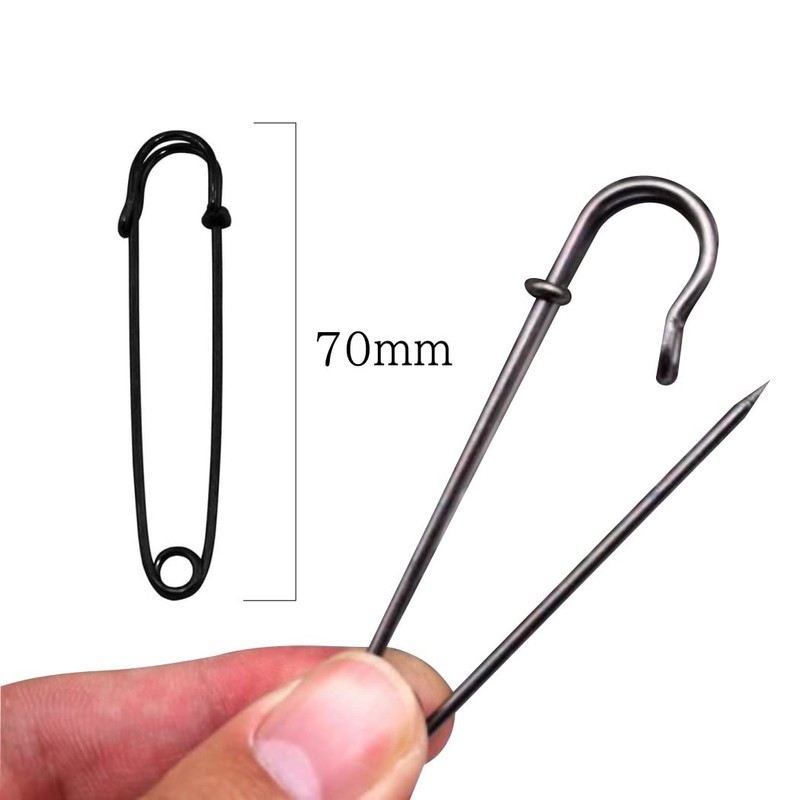 HappyHome 20pcs 70mm Black Safety Pins Kabuto Pins Stall Pins