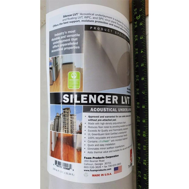 Foam Products Silencer LVT Vinyl / Hybrid Resilient Floor Underlayment