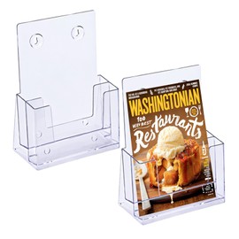 MHYMX Flyer Stand, Pack of 2 Brochure Holder, Table Acrylic Flyer Stand, A5 Brochure Stand, Wall, Transparent, Double Layer Flyer Stand for Office, Reception