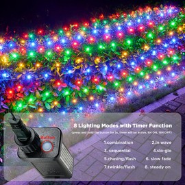 BlcTec Outdoor Christmas Lights 176LED 8.7ft x 5.2ft Christmas Net Lights with UL Certified, 8 Modes, Timer, Connectable, Waterproof Durable Thick Wire for Bushes, Shrub, Trees Xmas Decor, Multicolor