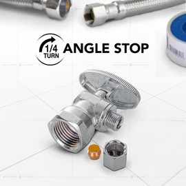 Everflow Supplies 81112PR-NL 1/2 X 3/8" CHROME PLATED BOXED QUARTER TURN ANGLE STOP VALVE WITH A FEMALE THREADED AND A COMPRESSION CONNECT