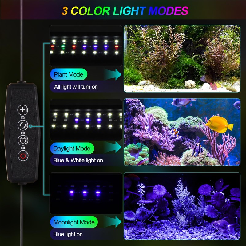 ABESTFISH Aquarium Light, Full Spectrum Fish Tank Light with Timer