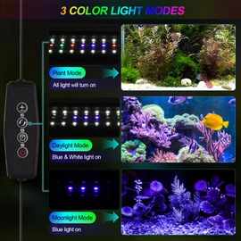 ABESTFISH Aquarium Light, Full Spectrum Fish Tank Light with Timer Daylight Moonlight Mode, Alu Alloy Shell Extendable Brackets Fish Lamp for Freshwater Planted Tank (9W (30-50CM))