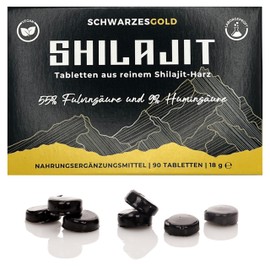 SCHWARZESGOLD® Original Shilajit Pure Resin Tablets - Laboratory Tested in Germany - Pack of 90 | Mumijo Dry Drops for Easy Dosage with 55% Fulvic Acid and 9% Humic Acid