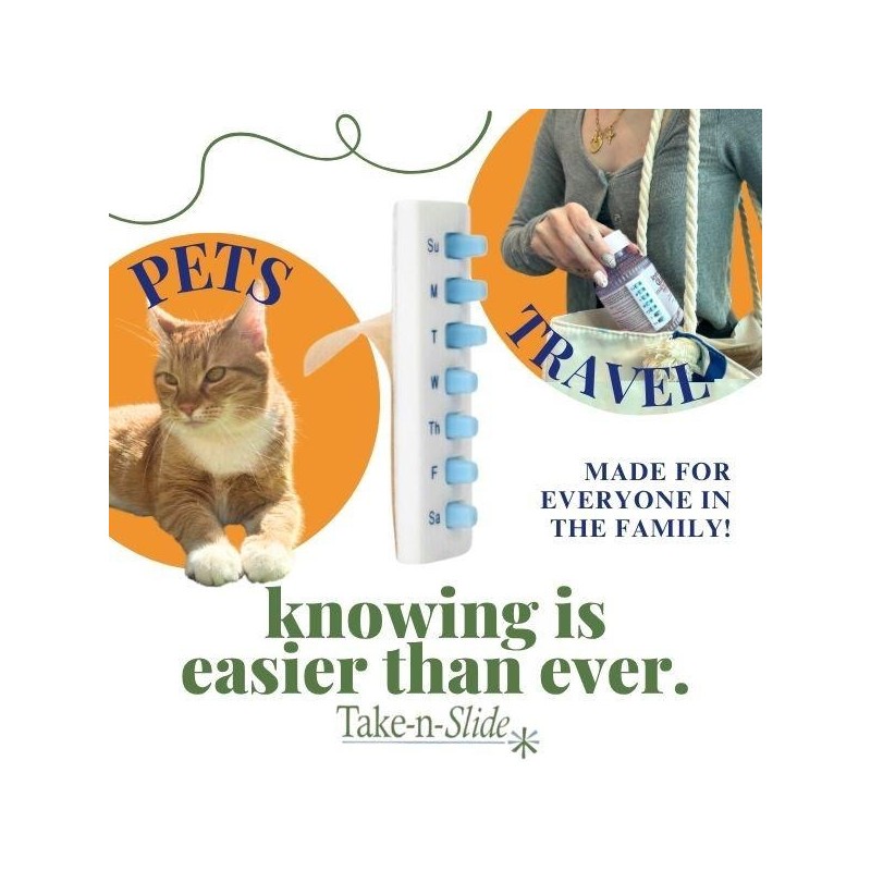 2-Pack Reusable Weekly Pill Organizer - Take-n-Slide Daily Medication Tracker