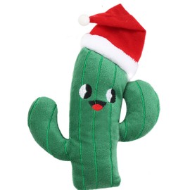 Pawskido Cactus Dog Squeaky Toy for Small Dogs,Christmas Plush Puppy Toy