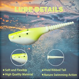 Bombite Crappie Lures Kit - Soft Plastic Lures for Trout, Bass, Panfish & Bluegill - 24 Packs