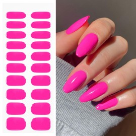 JMEOWIO Gel Nail Stickers Red Pink Semi Cured Gel Nail Strips Wraps UV/LED Nails Art Design Decoration Accessories