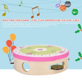 GGFOXLEW Small Handheld Tambourine with Metal Jingles, 5.9 x 1.8in Tamborines Musical Instrument, Metal and Wood Handheld Tambourine for Family Parties and Entertainment Occasions