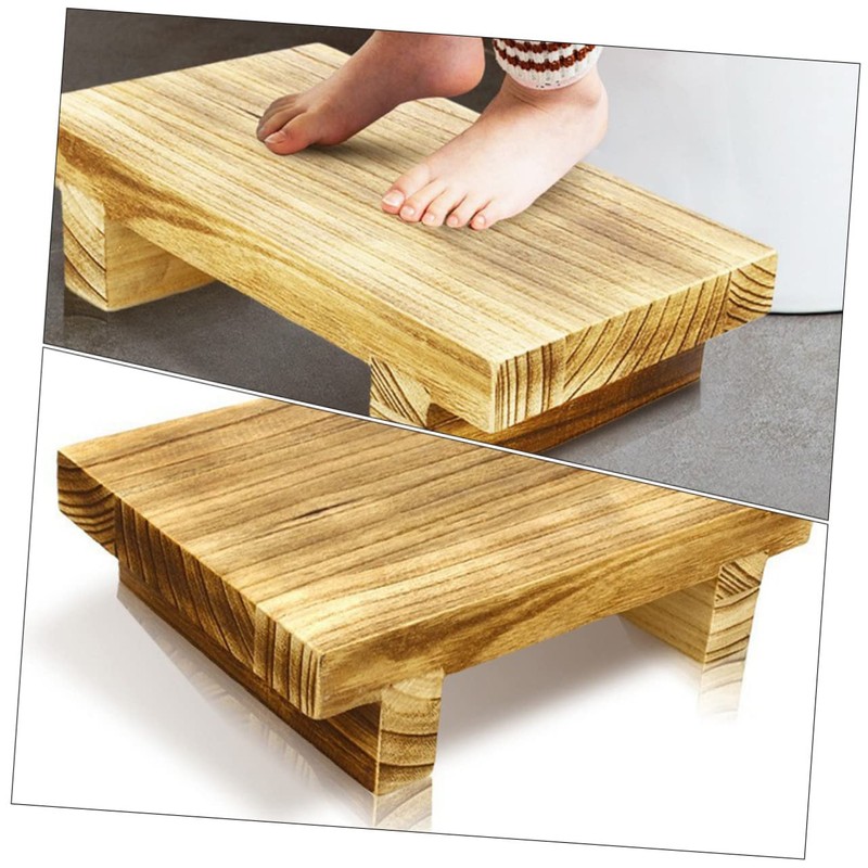 OHPHCALL Stool for Adults Low Stool for Sitting Wooden Foot