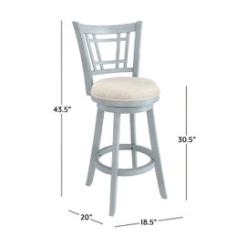 Hillsdale Fairfox 30.5" Wood Swivel Bar Height Stool, Blue Wire Brush
