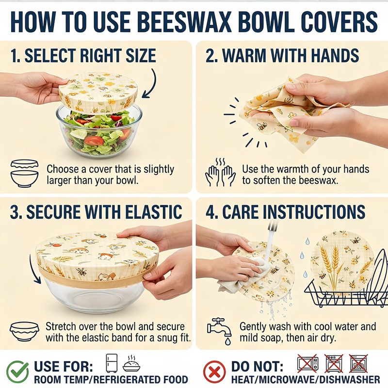 3 Pcs Beeswax Bowl Covers for Bread Proofing, Reusable Sourdough
