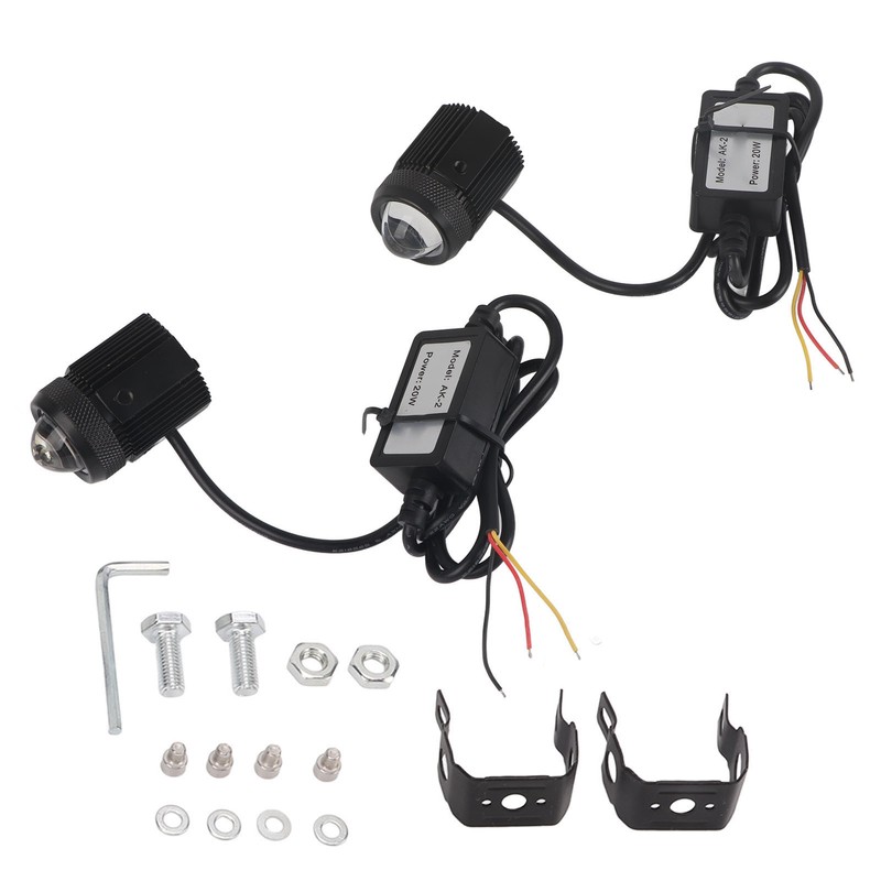 Pair Motorcycle LED Spotlight High Low Beam Yellow White Light