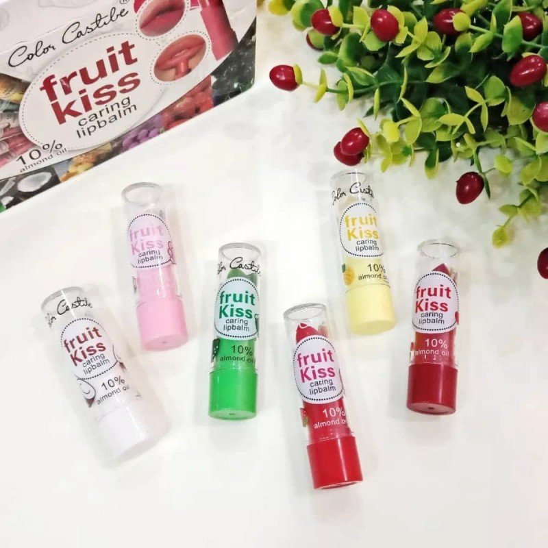 Color Castle Balsamo Labial Fruit Kiss Aceite Almendra 24 Piezas
