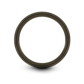 Midnight Rose Collection Tungsten Wedding Band Ring 6mm for Men Women 18k Yellow Gold Grey Plated Flat Cut Gunmetal Brushed Polished Size 9