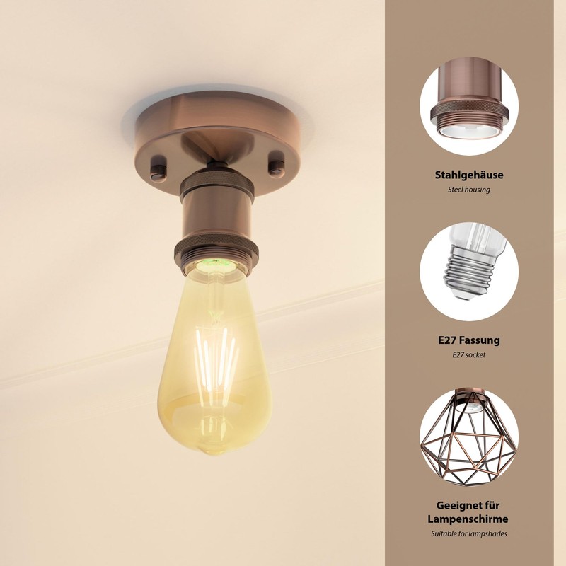 ledscom.de RETRA Ceiling Light / Lamp Holder Matt Bronze 1x